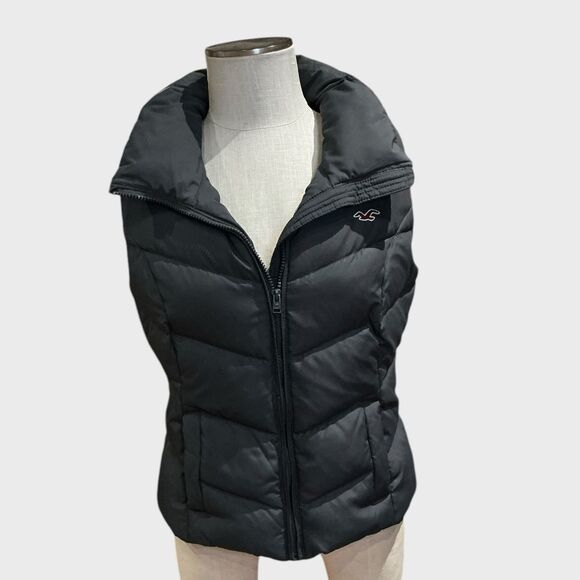 Hollister Womens Large Down Puffer Vest Zipper Front Sleeveless Pockets - Picture 7 of 9